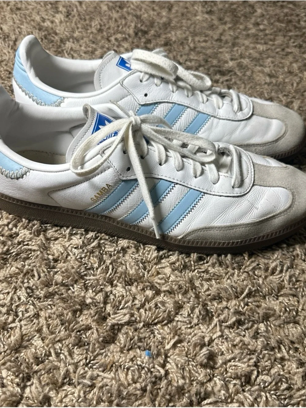 Adidas Samba OG White Light Blue Gum Leather Sneakers Men’s Size 13 Soccer Shoes